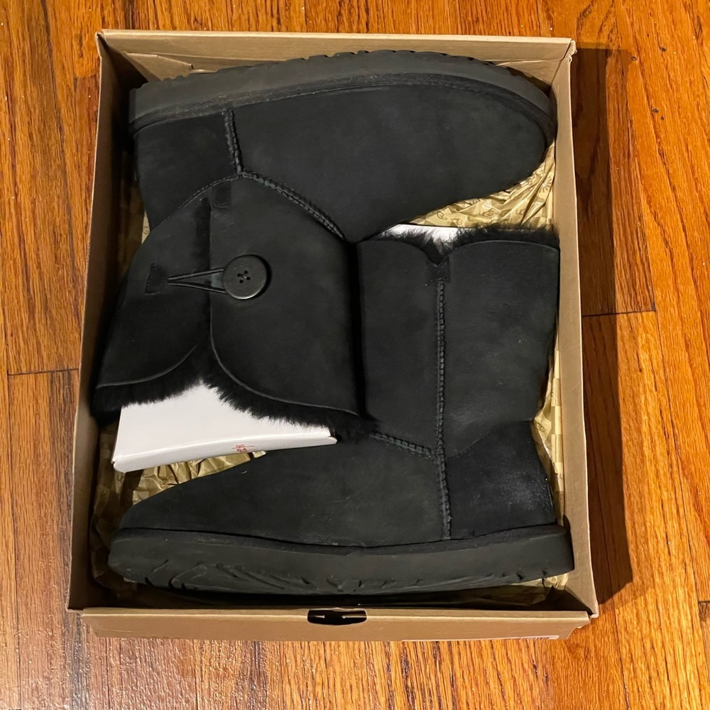 UGG Black Winter Boots with Button Detail